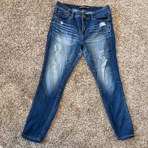 Express Women’s Skinny Ripped Jeans - Blue Fade